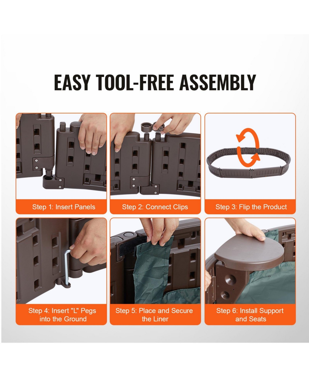 Slickblue Sandbox with Cover, Oval Sand Box, Hdpe Sand Pit with 4 Corner Seating and Bottom Liner