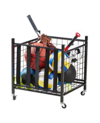 Sports Equipment  Heavy-Duty Storage Cart with Wheels and Elastic Straps