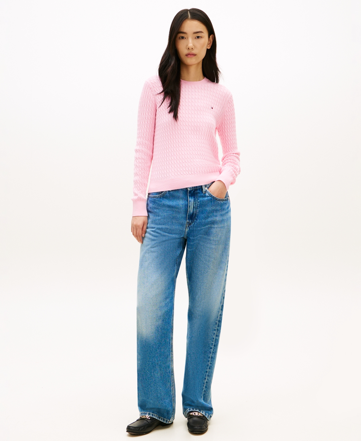 Tommy Hilfiger Women's Fine Gauge Cable Crewneck Top