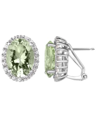 Green Amethyst (9 ct. t.w.) & White Topaz (1/2 ct. t.w.) Earrings in Sterling Silver