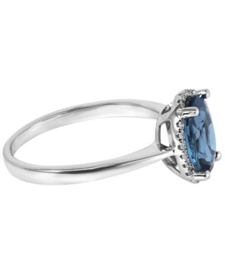 London Blue Topaz (2 ct. t.w.) & Diamond (1/20 ct. t.w.) Ring in 14k White Gold