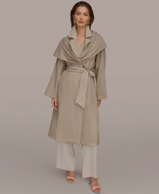 Women's Belted Collared Neck Coat