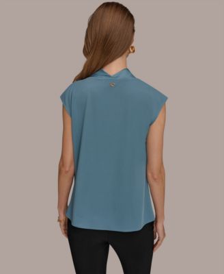 Women's Mixed Media Cowl Neck Top