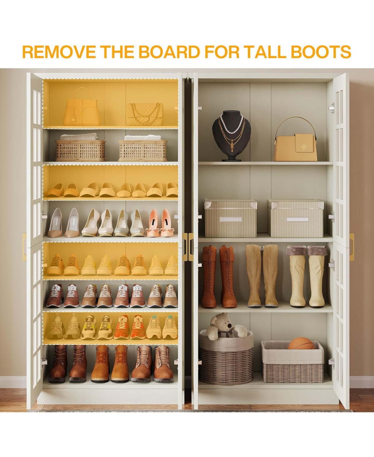 Tribesigns 67.5'' Tall Shoe Cabinet with Doors Set of 2, 8-Tier Shoe Storage Cabinet with Adjustable Shelves, Modern Shoe Organizer Shoe Rack Cabinet