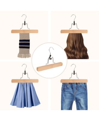 12-Pack Wood Clamp Hangers with Felt Lining, 10" Non-Slip Wooden Pants/Skirts Hangers for Trousers, Jeans, Shorts, and Delicate Fabrics