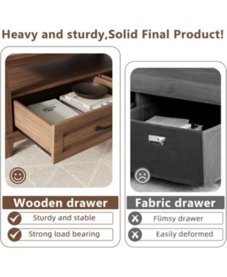 Farmhouse Coffee Table with Drawers, 47.2" Rustic Walnut Center Table, Ample Storage, Elegant Design, Brown