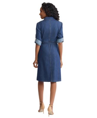 Women's Midi Long-Sleeve Shirt Dress