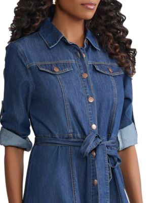 Women's Midi Long-Sleeve Shirt Dress