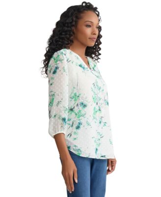 Women's V-Neck Elastic Cuff Sleeve Tunic Top