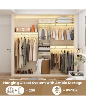 62-96 Inch Hanging Closet System with Hanging Rod