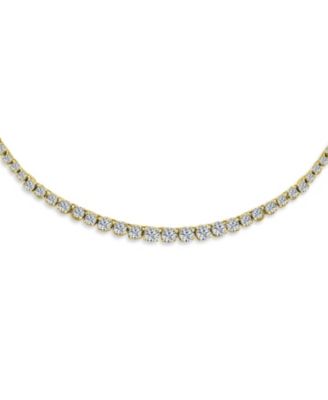 Graduated CZ Round Statement Tennis Necklace Collar Yellow Gold Plated