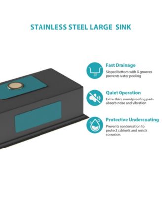 huluwat 36x22x10inch Drop in Gold Kitchen Sink Workstation Stainless Steel Single Bowl 16 Gauge