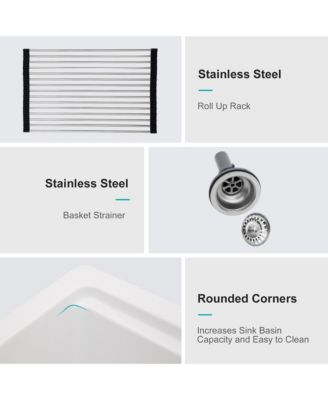 33x22x9.65inch White Quartz Composite Kitchen Sink Workstation Drop In Granite