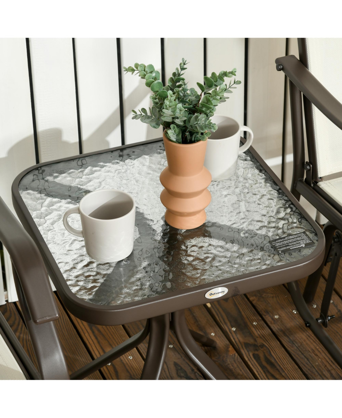 Flynama 3 Piece Outdoor Glider Chair with Coffee Table Bistro Set, 2 Patio Rocking Swing Chairs with Breathable Sling Fabric, Garden and Porch