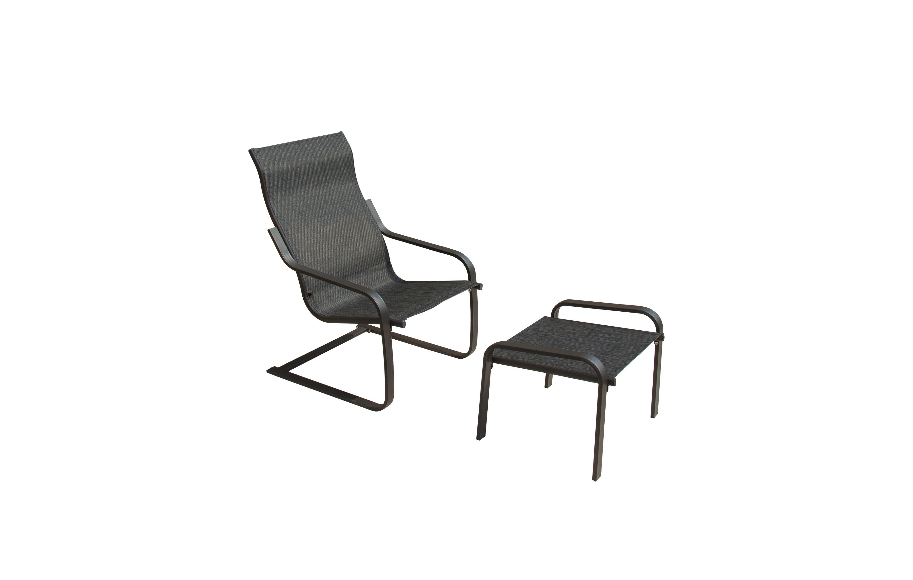 Flynama Outdoor Patio Bistro Set of 2, C Spring Motion Chair, All-Weather Conversation Armchair with Ottoman & Quick Dry Textile