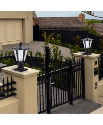 15 Inch Solar Powered Outdoor Lantern with Adjustable Brightness for Garden and Pathway 2-Pack