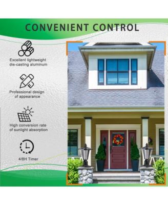 15 Inch Solar Powered Outdoor Lantern with Adjustable Brightness for Garden and Pathway 2-Pack