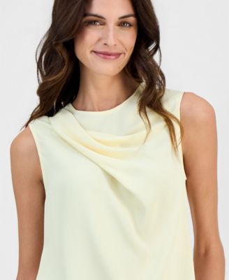 Petite Crew Neck Sleeveless Blouse Top