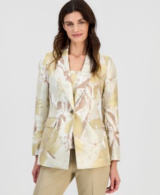 Women's Jacquard Peak-Lapel One-Button Jacket 