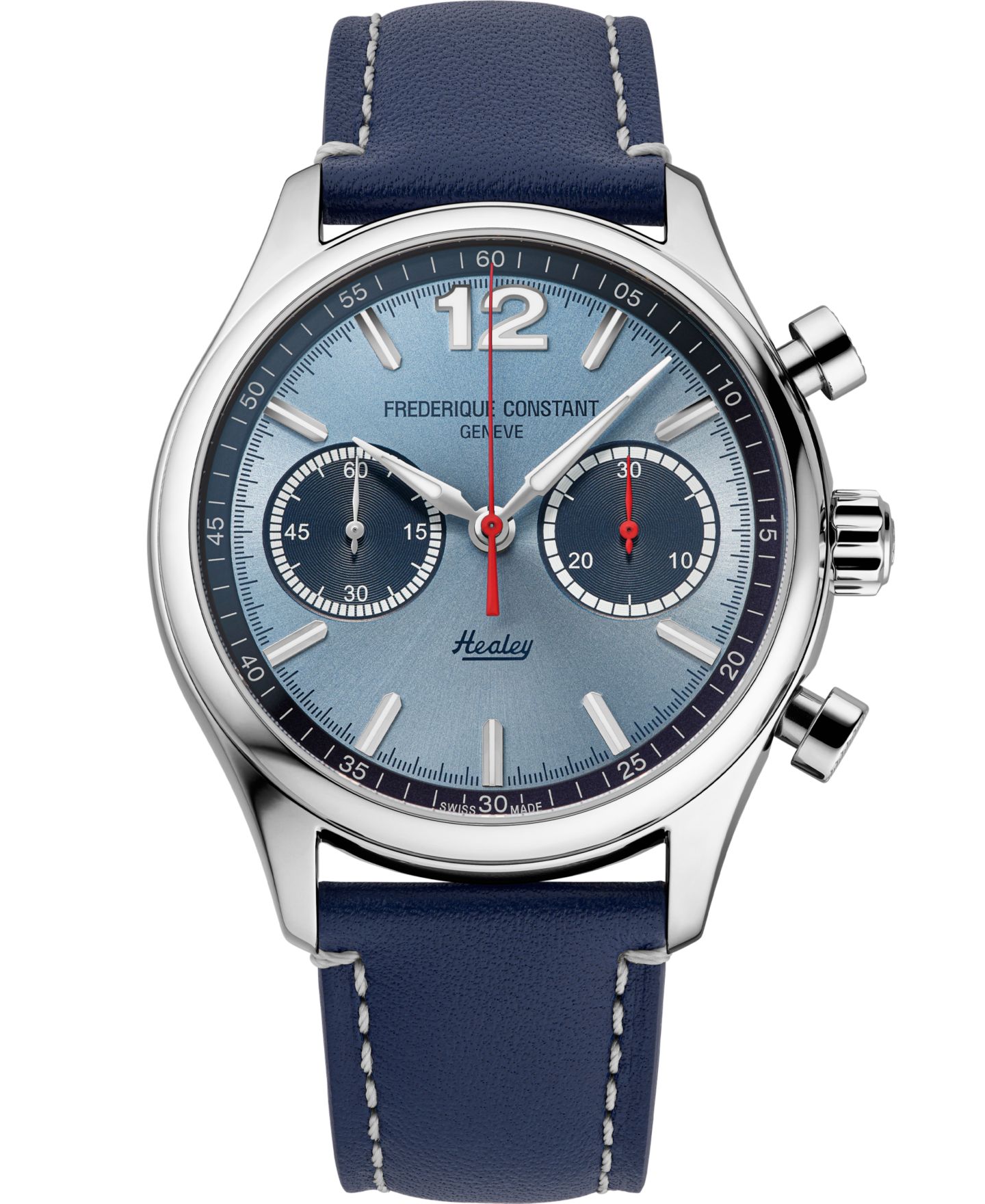 Мужской хронограф Frederique Constant Vintage Rally Healey с синим кожаным ремешком, 42 мм — фото 1