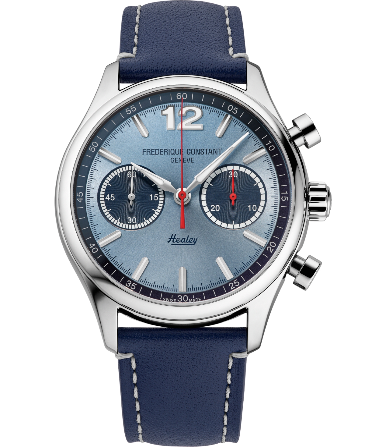 Frederique Constant Men's Vintage Rally Healey Chronograph Navy Leather Strap Watch, 42mm