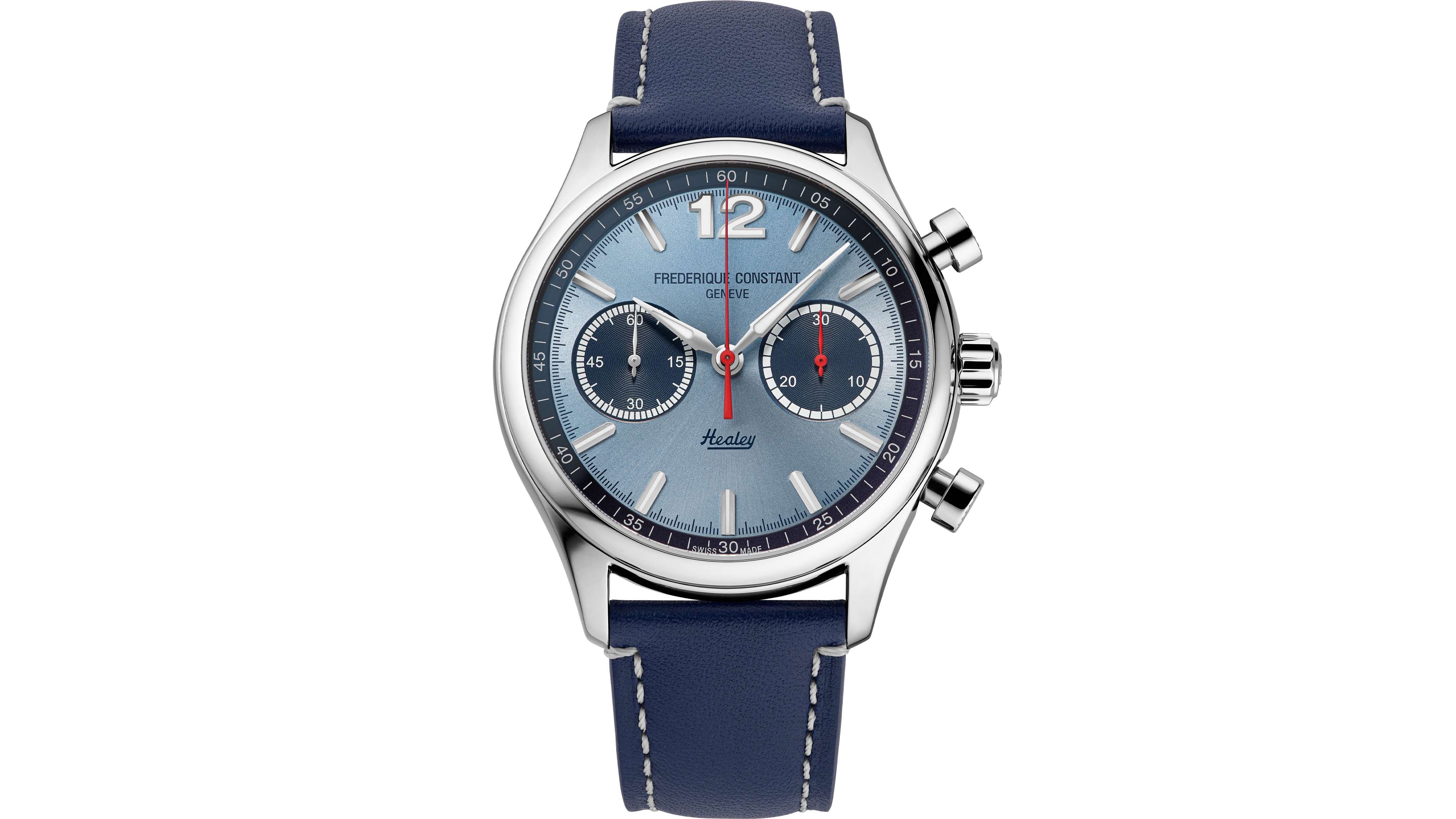 Frederique Constant Men's Vintage Rally Healey Chronograph Navy Leather Strap Watch, 42mm