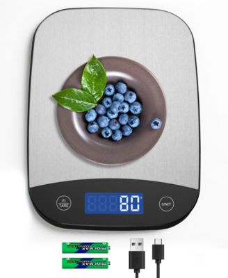 Stainless Steel Kitchen Food Scale with LCD Display & USB Rechargeable