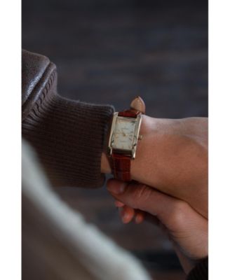 Women's 34x20mm Contour Dress Watch Brown Leather Strap