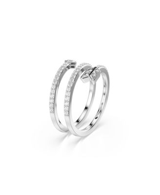 Mixed Cuts, Arrow, White, Rhodium Plated Idyllia Motif Ring