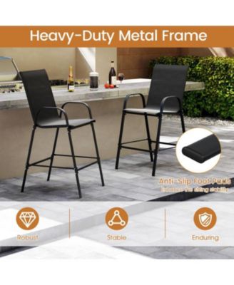 Set of 2 Outdoor 29" Fabric Bar Stools with Armrests