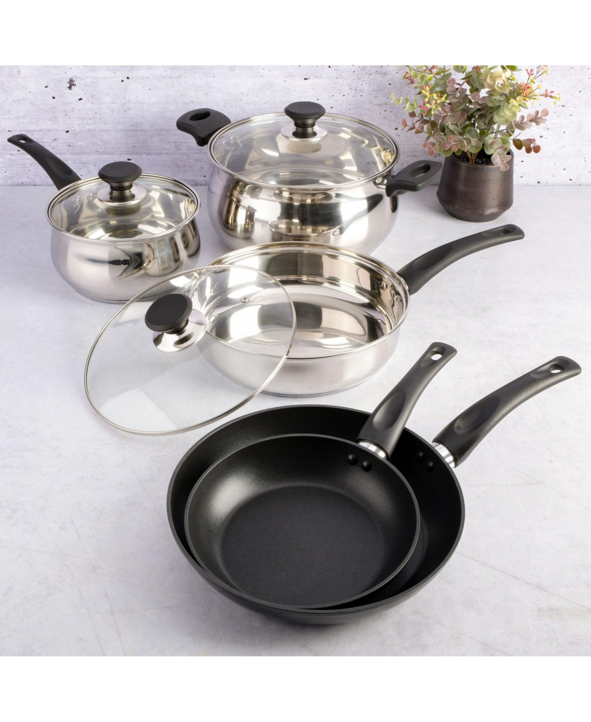 Gibson Home 95 Piece Cookware, Plates and Bowls Dinnerware, Cutlery Knife Block, Flatware Utensils, Tools & Gadgets, Storage, Glasses Set