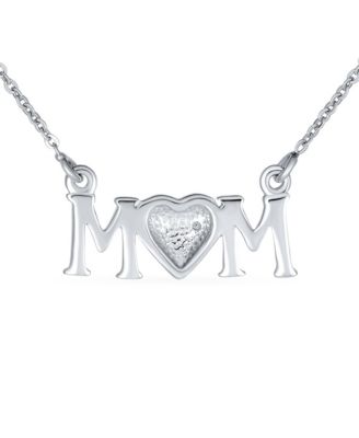 Inspirational Message Words MOM Heart Pendant Mother Necklace Sterling Silver