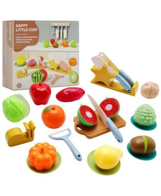 21-Piece Kids Cutting Play Food Set, Pretend Fruit & Vegetable Toy for Early Learning