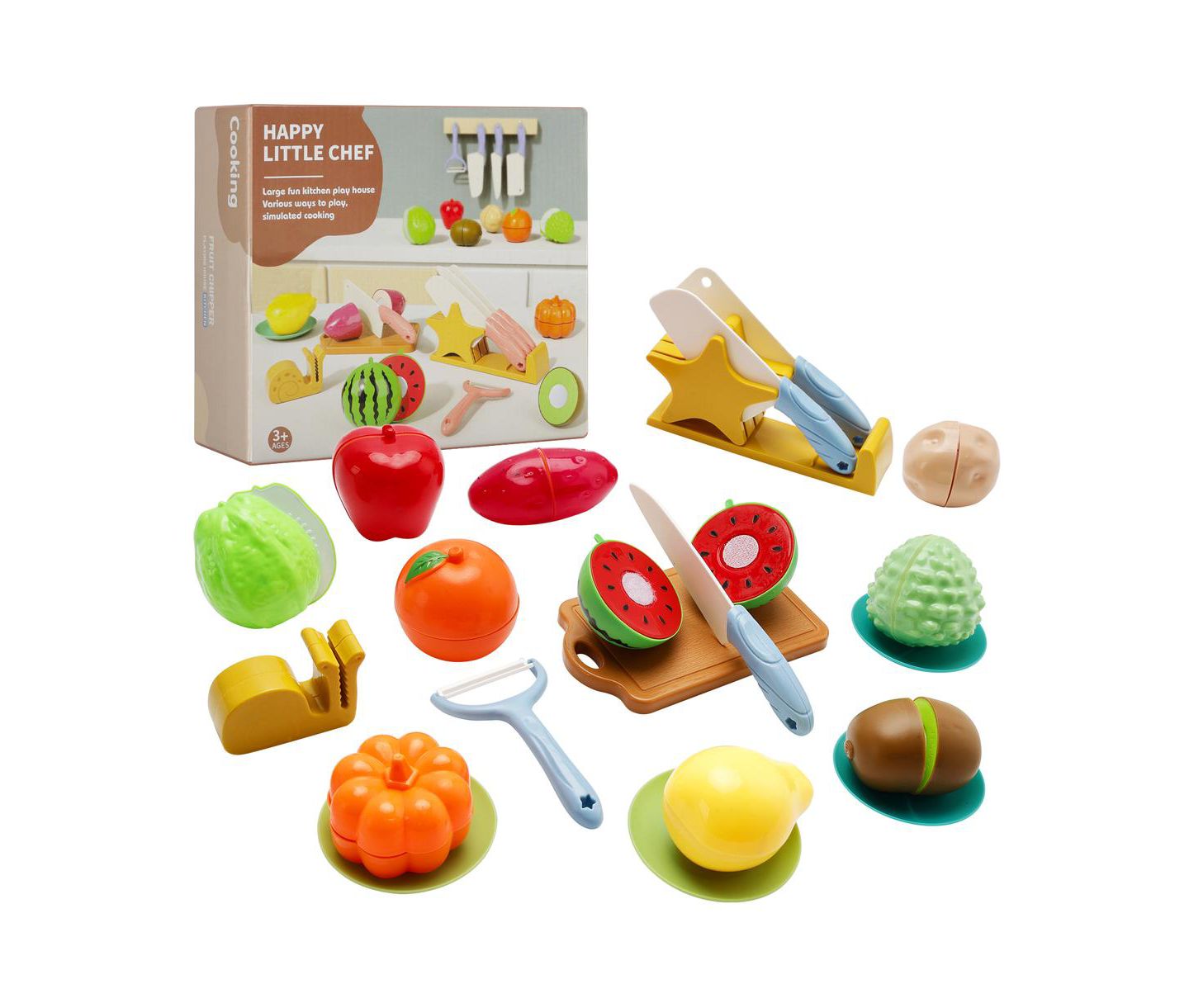 Детские игрушки Bruce & Shark Cutting 21-Piece Fruits & Vegetables Play Food Set, Ages 3+ — фото 1