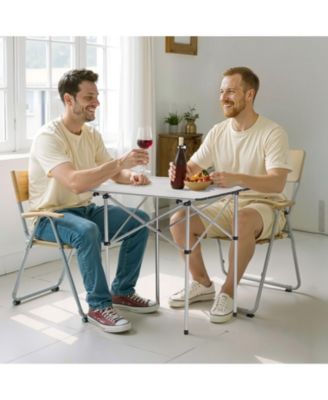 Compact Roll-Up Camping Table, Lightweight Aluminum with Carry Bag, Silver