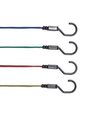 32-Piece Flat Bungee Cord Set, 17mm Heavy-Duty Bungee Straps with A3 Steel J-Hooks, 10-40" Assorted Lengths, Bag & Clips