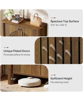 Shoe Cabinet with Flated Doors, 5-Tier Shoe Storage Organizer for Entryway, Living Room, Bedroom, Closet, Rustic Brown