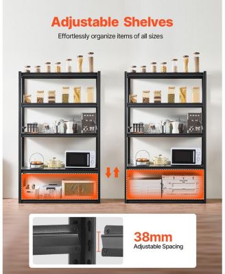 5-Tier Garage Storage Shelves, 18"D x 48"W x 78"H, 3000 lb Capacity, Adjustable Metal Utility Shelving Rack, Black