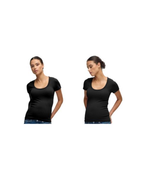 Женские футболки Maternity Ingrid + Isabel Seamless Rib Short Sleeve Crew, цвет: Чёрный