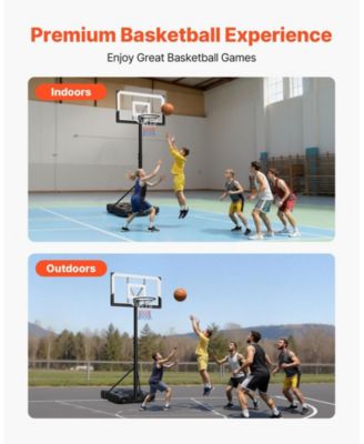 Portable Basketball Hoop, 10 ft Height Adjustable Stand with 48" PC Backboard, Rolling Wheels, Outdoor Goal System