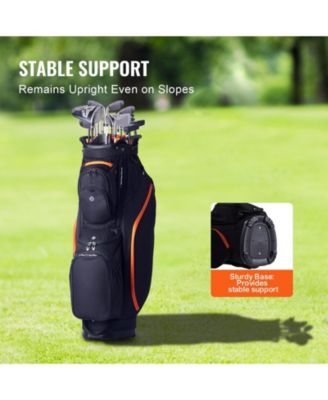 Golf Cart Bag, 14-Way Divider Top, 36", 13 Pockets, Handles, Dust Cover & Detachable Straps, Black & Orange