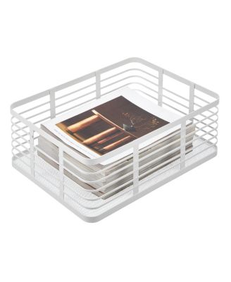 Metal Pantry Basket with Handles - Set of 2 - Matte White