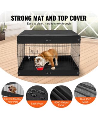 Dog Playpen, 4-Panel 24 x 36 in Foldable Metal Exercise Pen w/ Door, Top Cover & Bottom Pad, Indoor/Outdoor Pet Fence