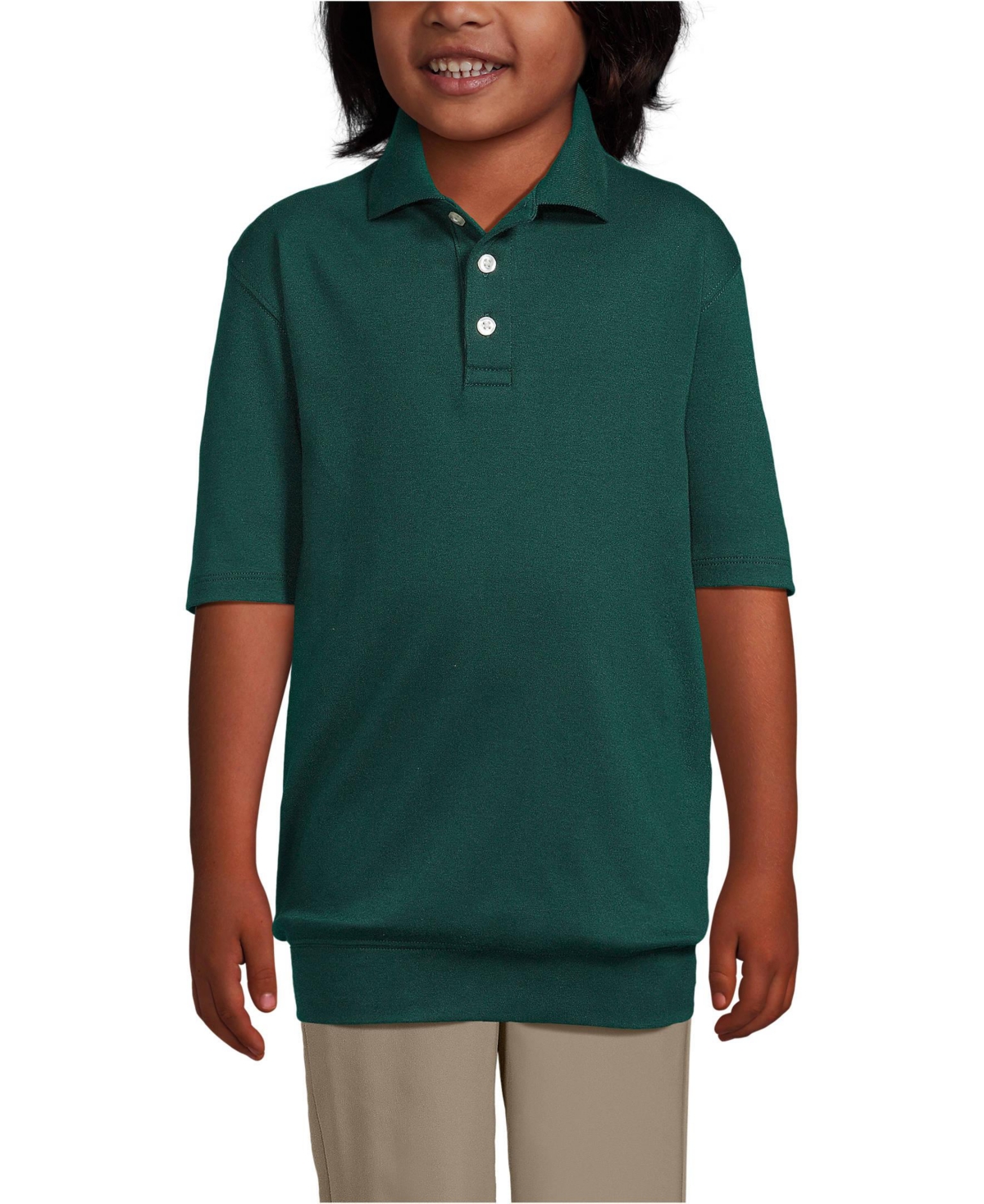 Lands' End Girls Short Sleeve Banded Bottom Polo Shirt
