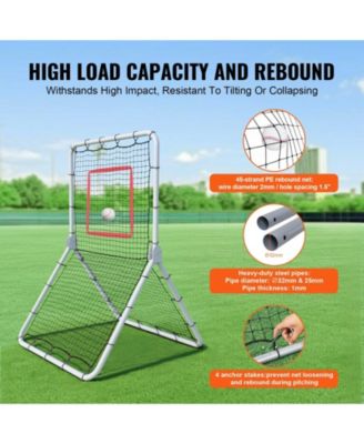 Baseball/Softball Rebounder Net, 3.5' x 6', Pitchback Trainer, Fielding Practice, 5 Adjustable Angles