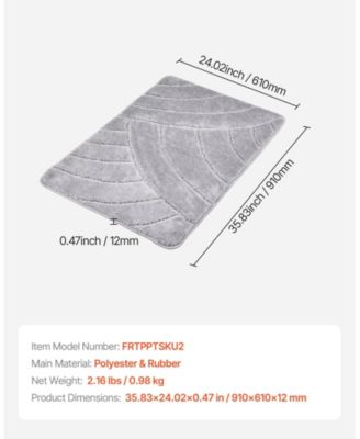 Gray Door Mat, 35.8 x 24.0 in Low-Profile Doormat w/ Non-Slip TPR Backing, Absorbent Dirt-Trapping Entry Mat for Porch/Patio