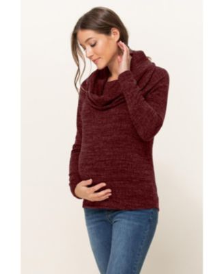 Maternity Cowl Neck Long Sleeve Knit Sweater