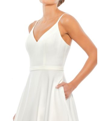 Petite V-Neck Ball Gown with Belted A-Line Skirt