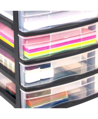 4 Drawer Desktop Countertop Storage with Organizer Lid, Black