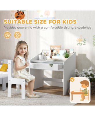 Kids Desk and Chair Set, Kids Study Desk w/ Storage